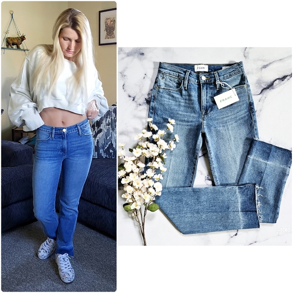 NWT Frame Le High Straight Jean in Imogen Dip - Picture 1 of 17